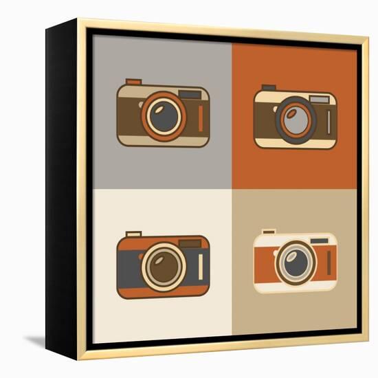 Flat Retro Camera Icons-YasnaTen-Framed Stretched Canvas