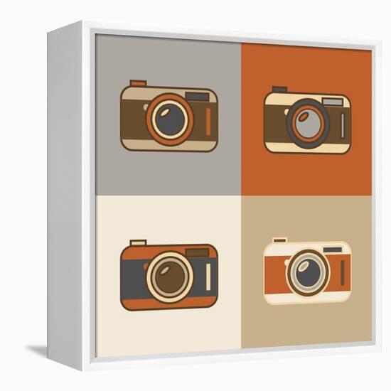 Flat Retro Camera Icons-YasnaTen-Framed Stretched Canvas