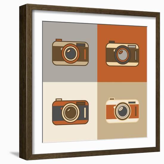 Flat Retro Camera Icons-YasnaTen-Framed Art Print