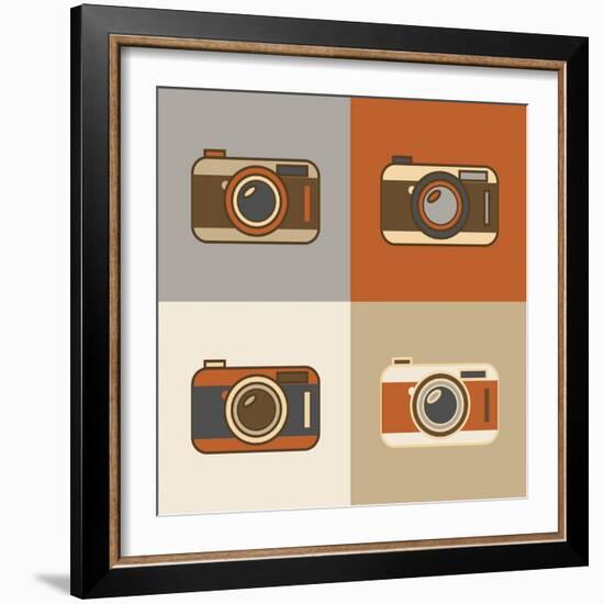 Flat Retro Camera Icons-YasnaTen-Framed Art Print