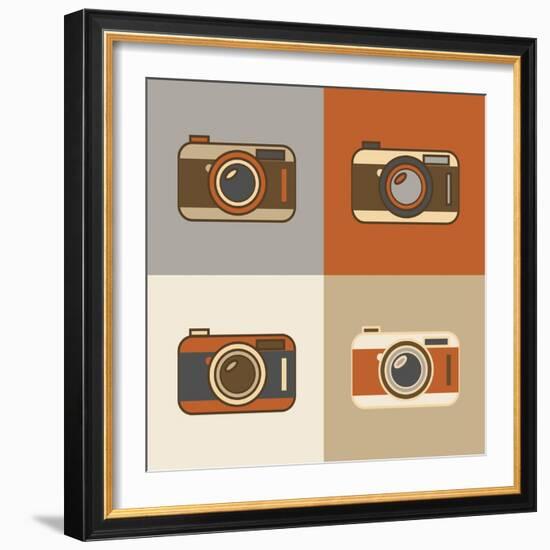 Flat Retro Camera Icons-YasnaTen-Framed Art Print