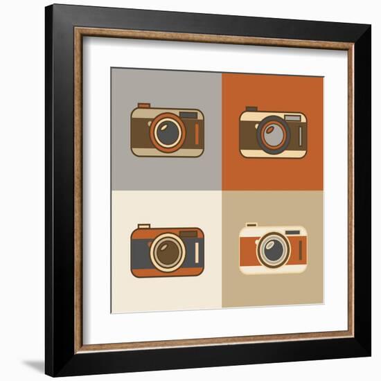 Flat Retro Camera Icons-YasnaTen-Framed Art Print