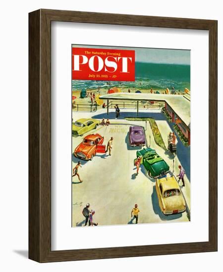 "Flat Tire at the Beach" Saturday Evening Post Cover, July 23, 1955-Thornton Utz-Framed Giclee Print