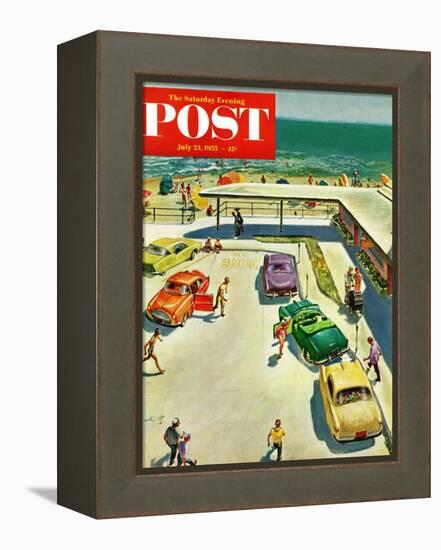 "Flat Tire at the Beach" Saturday Evening Post Cover, July 23, 1955-Thornton Utz-Framed Premier Image Canvas