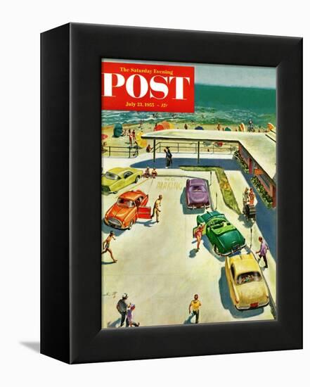 "Flat Tire at the Beach" Saturday Evening Post Cover, July 23, 1955-Thornton Utz-Framed Premier Image Canvas