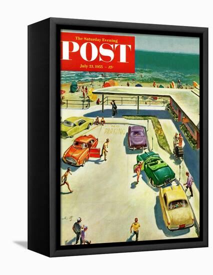 "Flat Tire at the Beach" Saturday Evening Post Cover, July 23, 1955-Thornton Utz-Framed Premier Image Canvas