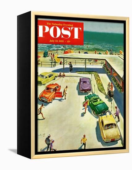 "Flat Tire at the Beach" Saturday Evening Post Cover, July 23, 1955-Thornton Utz-Framed Premier Image Canvas