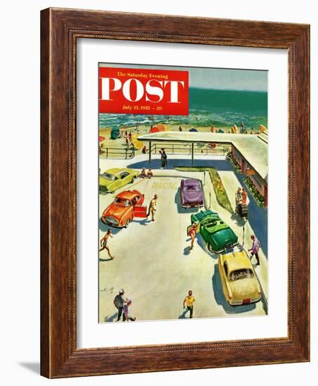 "Flat Tire at the Beach" Saturday Evening Post Cover, July 23, 1955-Thornton Utz-Framed Giclee Print