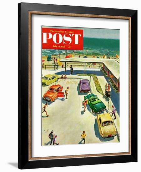 "Flat Tire at the Beach" Saturday Evening Post Cover, July 23, 1955-Thornton Utz-Framed Giclee Print