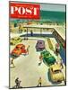 "Flat Tire at the Beach" Saturday Evening Post Cover, July 23, 1955-Thornton Utz-Mounted Giclee Print