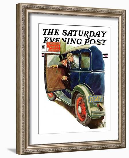 "Flat Tire, Flat Evening," Saturday Evening Post Cover, November 24, 1934-Ellen Pyle-Framed Giclee Print