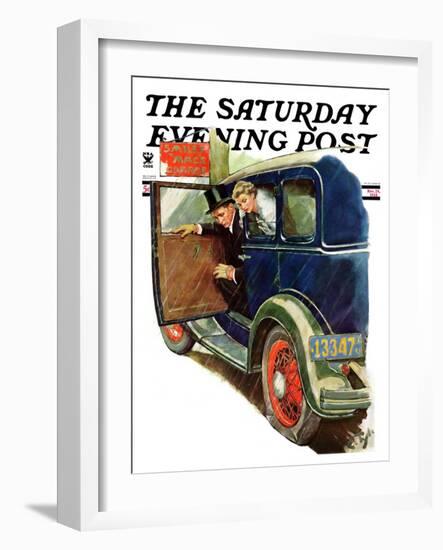 "Flat Tire, Flat Evening," Saturday Evening Post Cover, November 24, 1934-Ellen Pyle-Framed Giclee Print