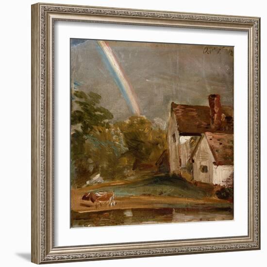 Flatford Lock and Mill (Oil)-John Constable-Framed Giclee Print