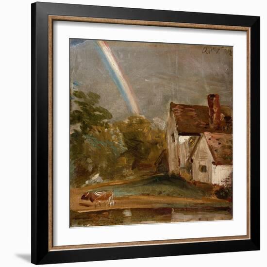 Flatford Lock and Mill (Oil)-John Constable-Framed Giclee Print