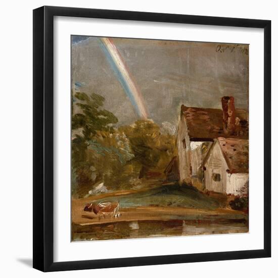 Flatford Lock and Mill (Oil)-John Constable-Framed Giclee Print