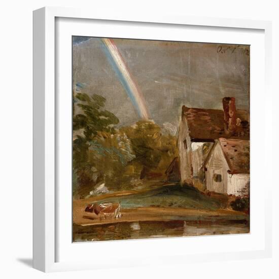 Flatford Lock and Mill (Oil)-John Constable-Framed Giclee Print