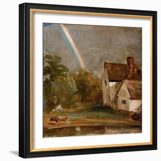 Flatford Lock and Mill (Oil)-John Constable-Framed Giclee Print