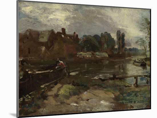 Flatford Mill from the Lock, C.1810 (Oil on Beige Laid Paper, Mounted on Canvas)-John Constable-Mounted Giclee Print