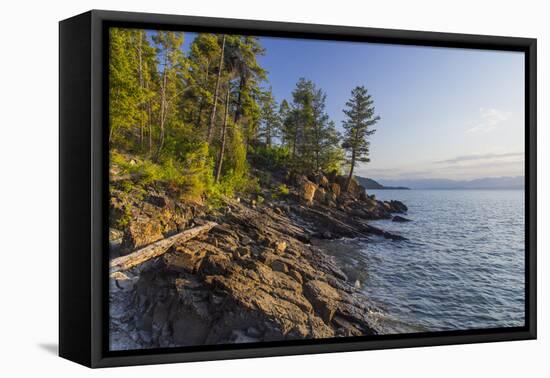 Flathead Lake, Sunrise Light at West Shore State Park Near Lakeside, Montana, USA-Chuck Haney-Framed Premier Image Canvas