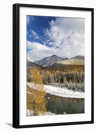 Flathead River in Fall Colors, Glacier National Park, Montana, USA-Chuck Haney-Framed Photographic Print