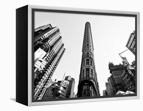 Flatiron Building, 5th Ave, Manhattan, New York, United States, Black and White Photography-Philippe Hugonnard-Framed Premier Image Canvas