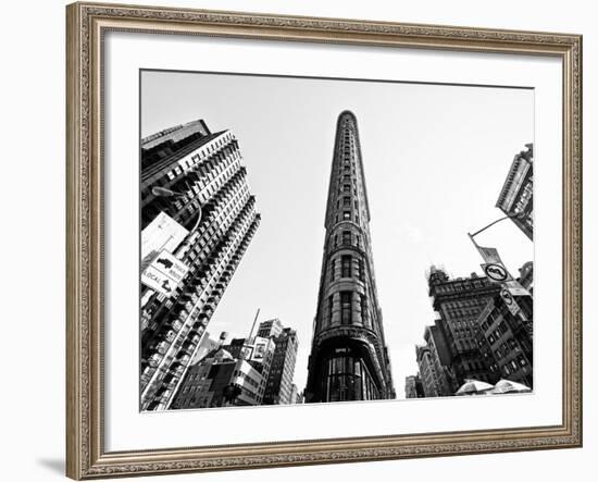 Flatiron Building, 5th Ave, Manhattan, New York, United States, Black and White Photography-Philippe Hugonnard-Framed Photographic Print