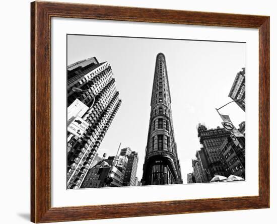 Flatiron Building, 5th Ave, Manhattan, New York, United States, Black and White Photography-Philippe Hugonnard-Framed Photographic Print