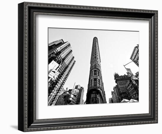 Flatiron Building, 5th Ave, Manhattan, New York, United States, Black and White Photography-Philippe Hugonnard-Framed Photographic Print