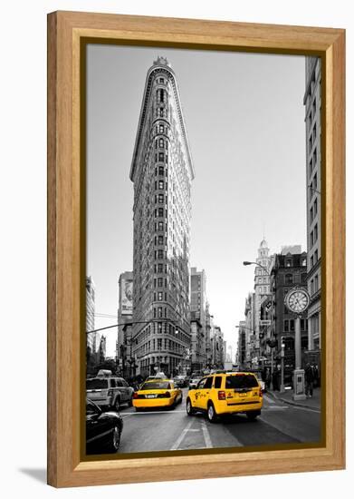 Flatiron Building - Taxi Cabs Yellow - Manhattan - New York City - United States-Philippe Hugonnard-Framed Premier Image Canvas