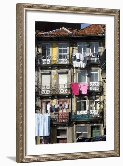 Flats in a Residential Street with Traditional Wrought Iron Balconies, Oporto, Portugal-James Emmerson-Framed Photographic Print