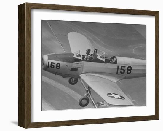 Fledgling Pilot of the Women's Flying Training Detachment Soloing in Her Pt 19 Army Trainer-Peter Stackpole-Framed Photographic Print