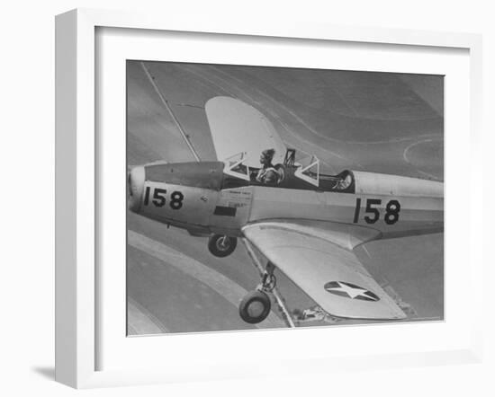 Fledgling Pilot of the Women's Flying Training Detachment Soloing in Her Pt 19 Army Trainer-Peter Stackpole-Framed Photographic Print