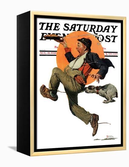 "Fleeing Hobo" Saturday Evening Post Cover, August 18,1928-Norman Rockwell-Framed Premier Image Canvas