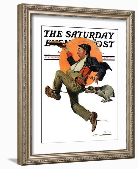 "Fleeing Hobo" Saturday Evening Post Cover, August 18,1928-Norman Rockwell-Framed Giclee Print