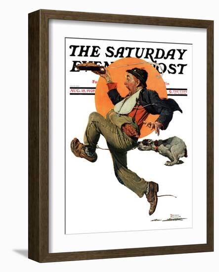 "Fleeing Hobo" Saturday Evening Post Cover, August 18,1928-Norman Rockwell-Framed Giclee Print
