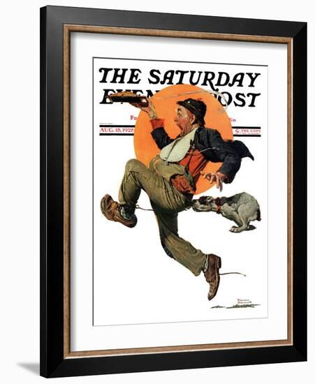 "Fleeing Hobo" Saturday Evening Post Cover, August 18,1928-Norman Rockwell-Framed Giclee Print