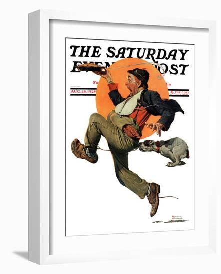 "Fleeing Hobo" Saturday Evening Post Cover, August 18,1928-Norman Rockwell-Framed Giclee Print