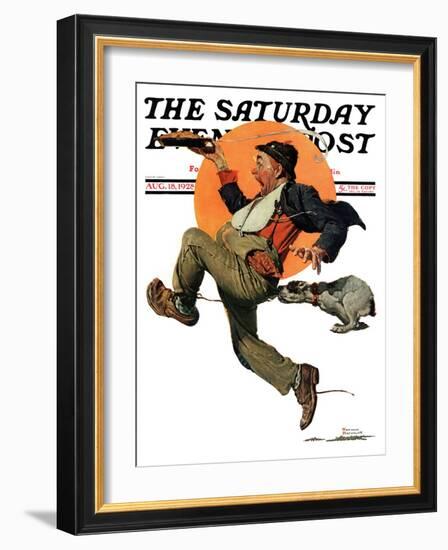 "Fleeing Hobo" Saturday Evening Post Cover, August 18,1928-Norman Rockwell-Framed Giclee Print