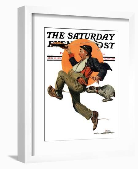 "Fleeing Hobo" Saturday Evening Post Cover, August 18,1928-Norman Rockwell-Framed Giclee Print