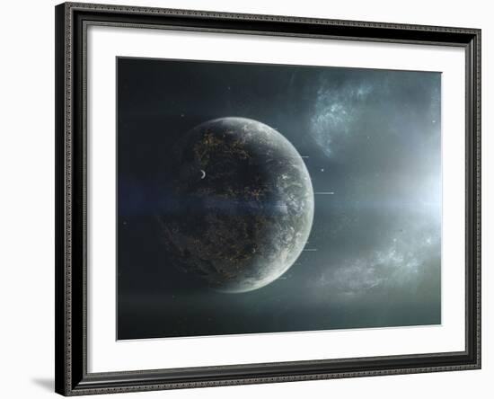 Fleet of Colonization Ships Departing an Earth-Like Planet-Stocktrek Images-Framed Photographic Print