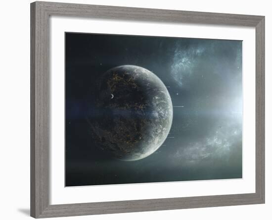 Fleet of Colonization Ships Departing an Earth-Like Planet-Stocktrek Images-Framed Photographic Print