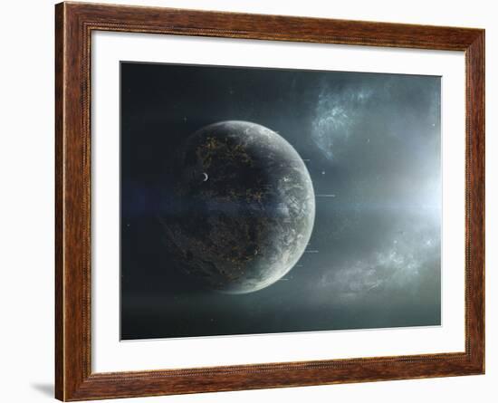 Fleet of Colonization Ships Departing an Earth-Like Planet-Stocktrek Images-Framed Photographic Print