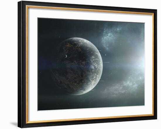 Fleet of Colonization Ships Departing an Earth-Like Planet-Stocktrek Images-Framed Photographic Print