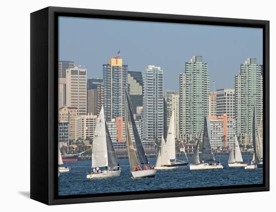 Fleet of Sailboats and Skyline of San Diego, California, Usa-Bill Bachmann-Framed Premier Image Canvas