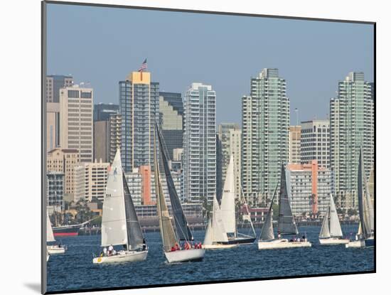 Fleet of Sailboats and Skyline of San Diego, California, Usa-Bill Bachmann-Mounted Photographic Print