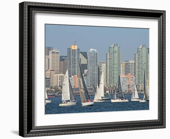 Fleet of Sailboats and Skyline of San Diego, California, Usa-Bill Bachmann-Framed Photographic Print