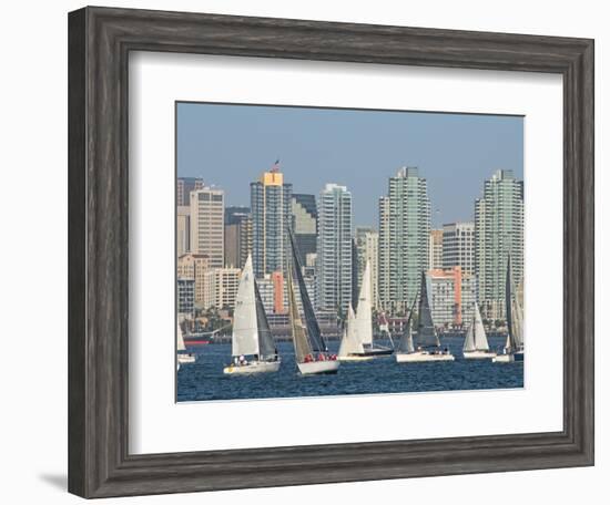 Fleet of Sailboats and Skyline of San Diego, California, Usa-Bill Bachmann-Framed Photographic Print