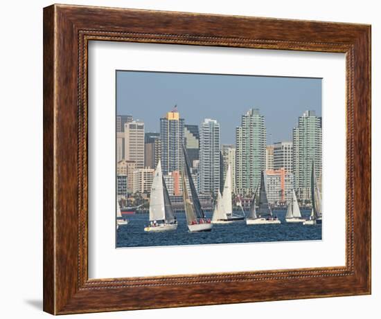 Fleet of Sailboats and Skyline of San Diego, California, Usa-Bill Bachmann-Framed Photographic Print