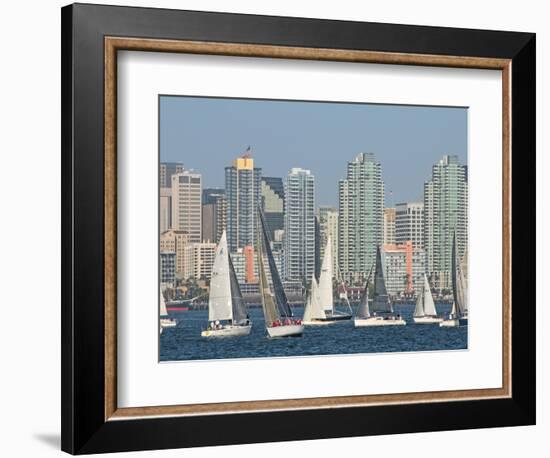 Fleet of Sailboats and Skyline of San Diego, California, Usa-Bill Bachmann-Framed Photographic Print