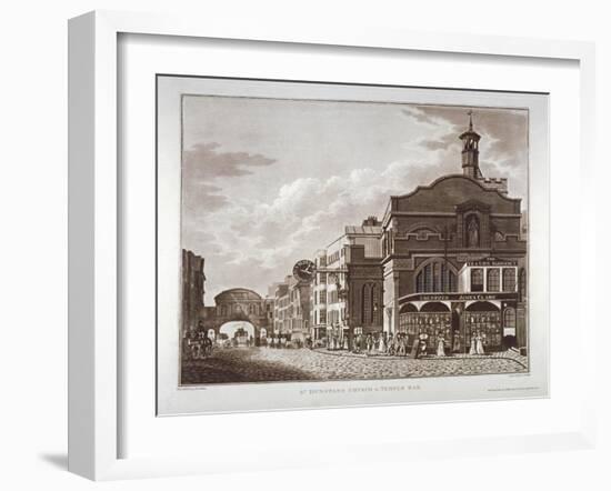 Fleet Street from St Dunstan in the West to Temple Bar, City of London, 1802-Joseph Constantine Stadler-Framed Giclee Print